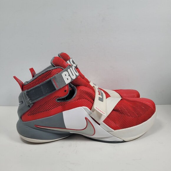 Nike Lebron Soldier IX 2015 Mens Ohio State Red Gray Shoes 749490-601 US Size 11 - Picture 1 of 10